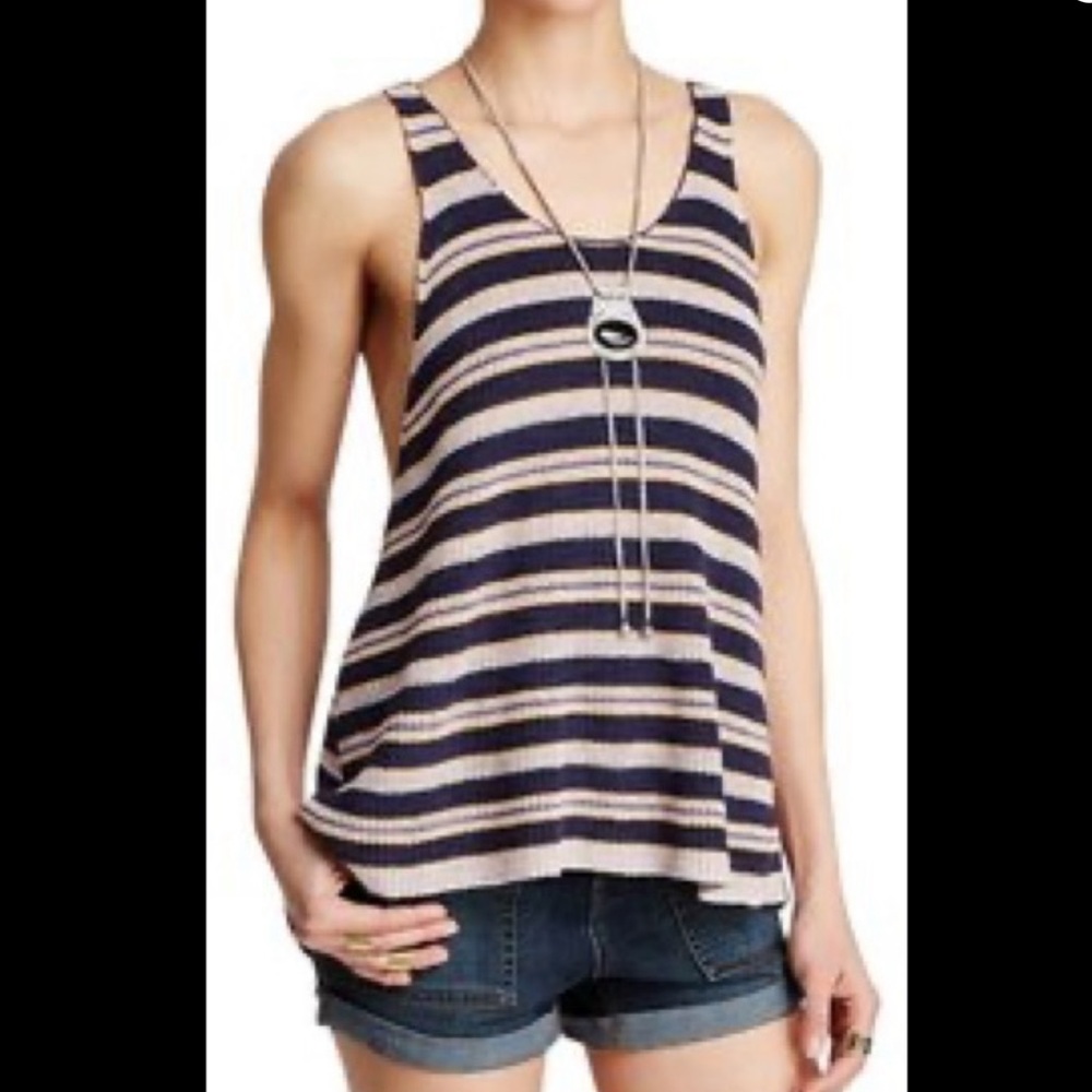 Free People - Blue and White Striped Oversized Knit Tank - Picture 2 of 7